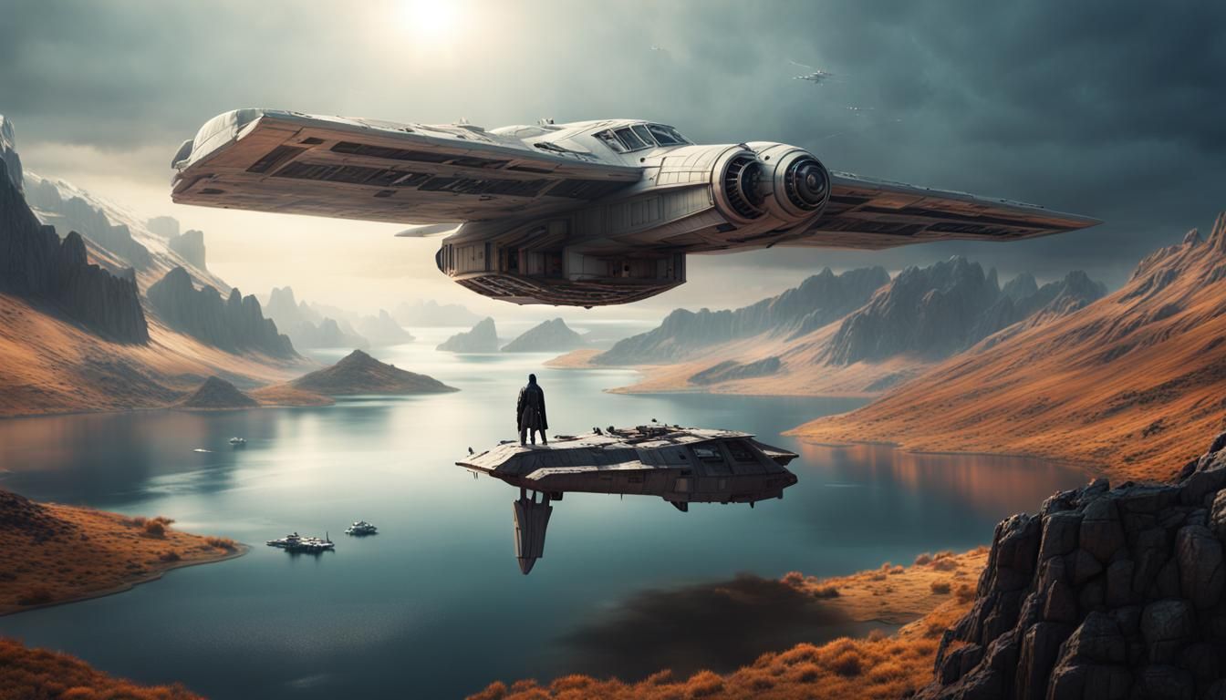 Star Wars Spaceship Lands on Mountain Platform