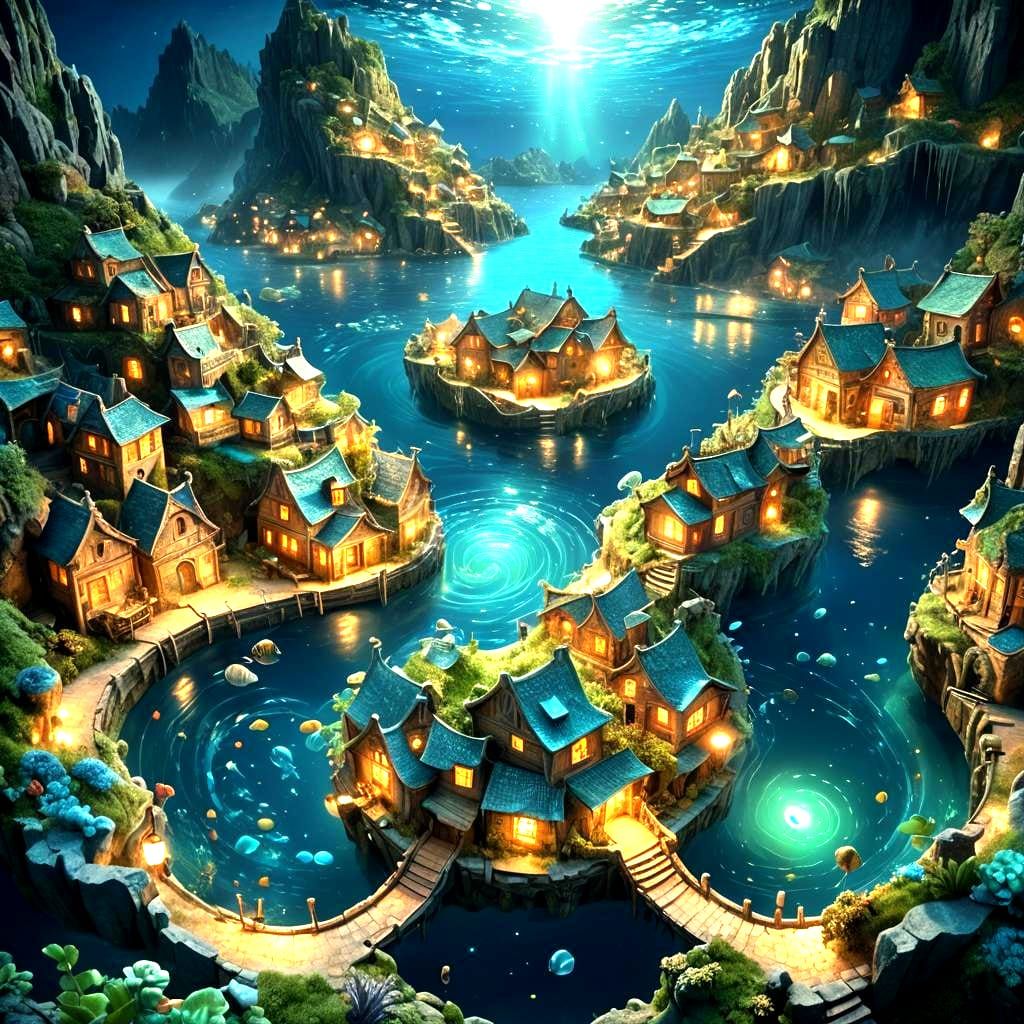 Wool Village Ocean View in Fantasy Concept Art