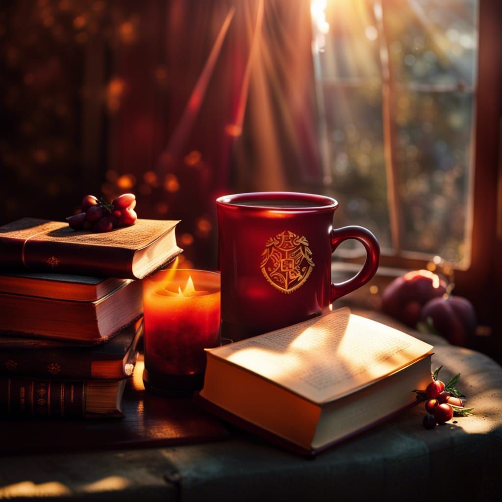 Harry Potter Books and Mulled Wine in Sunlight