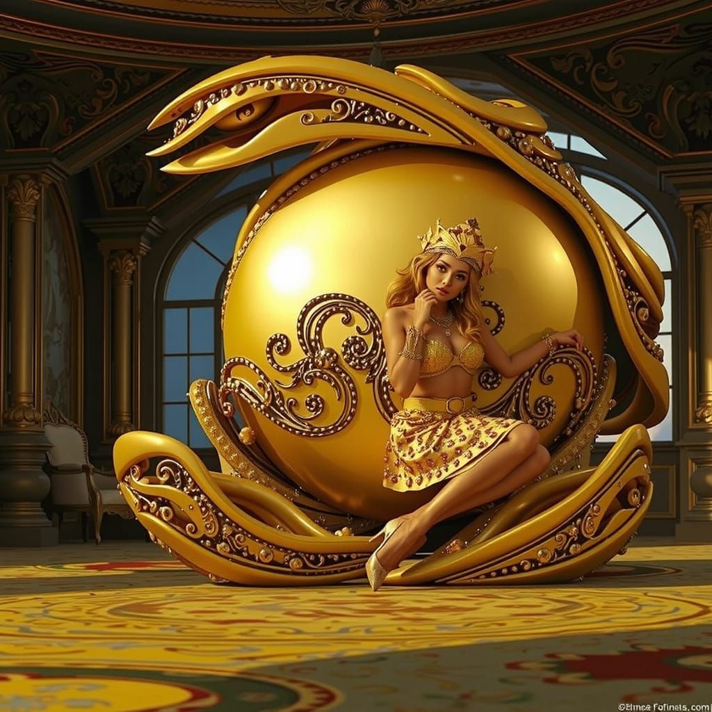 Opulent Woman in Surreal Psychedelic Dreamscape