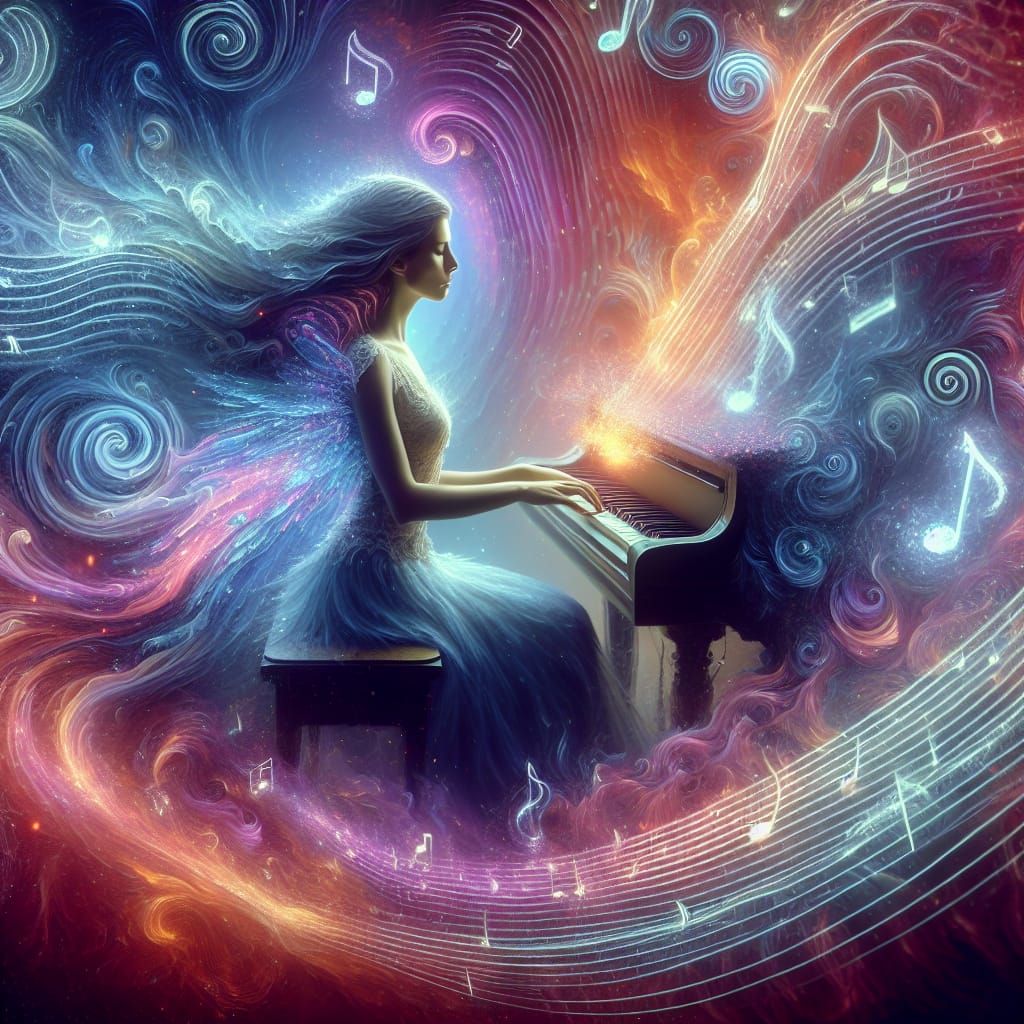 Enchanting Fantasy Piano Performance in Vibrant Colors