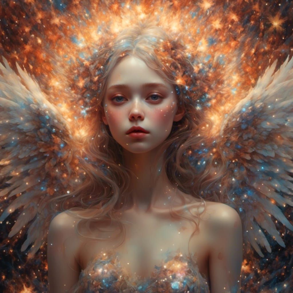 Angel with Kaleidoscope Wings in Digital Art Style