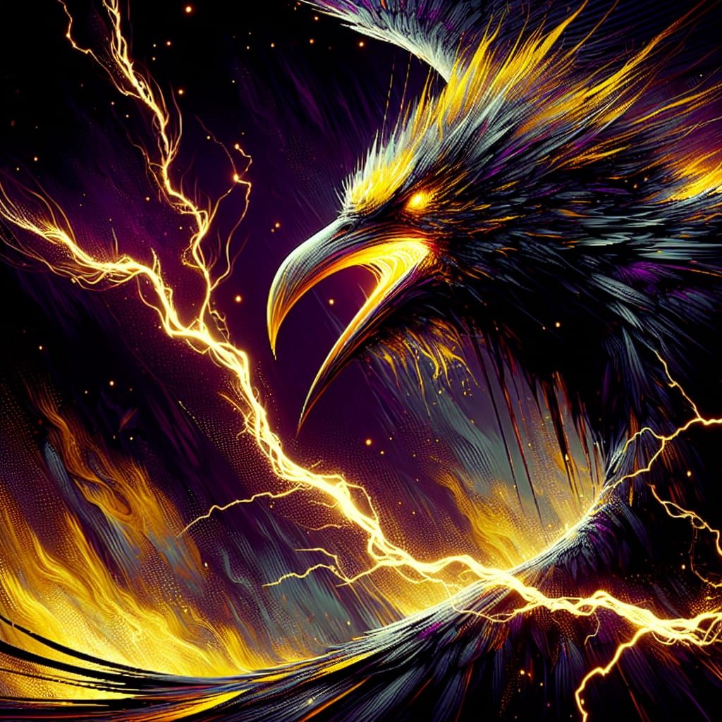 Thunderbird in Lightning Storm: Dark Fantasy Concept Art