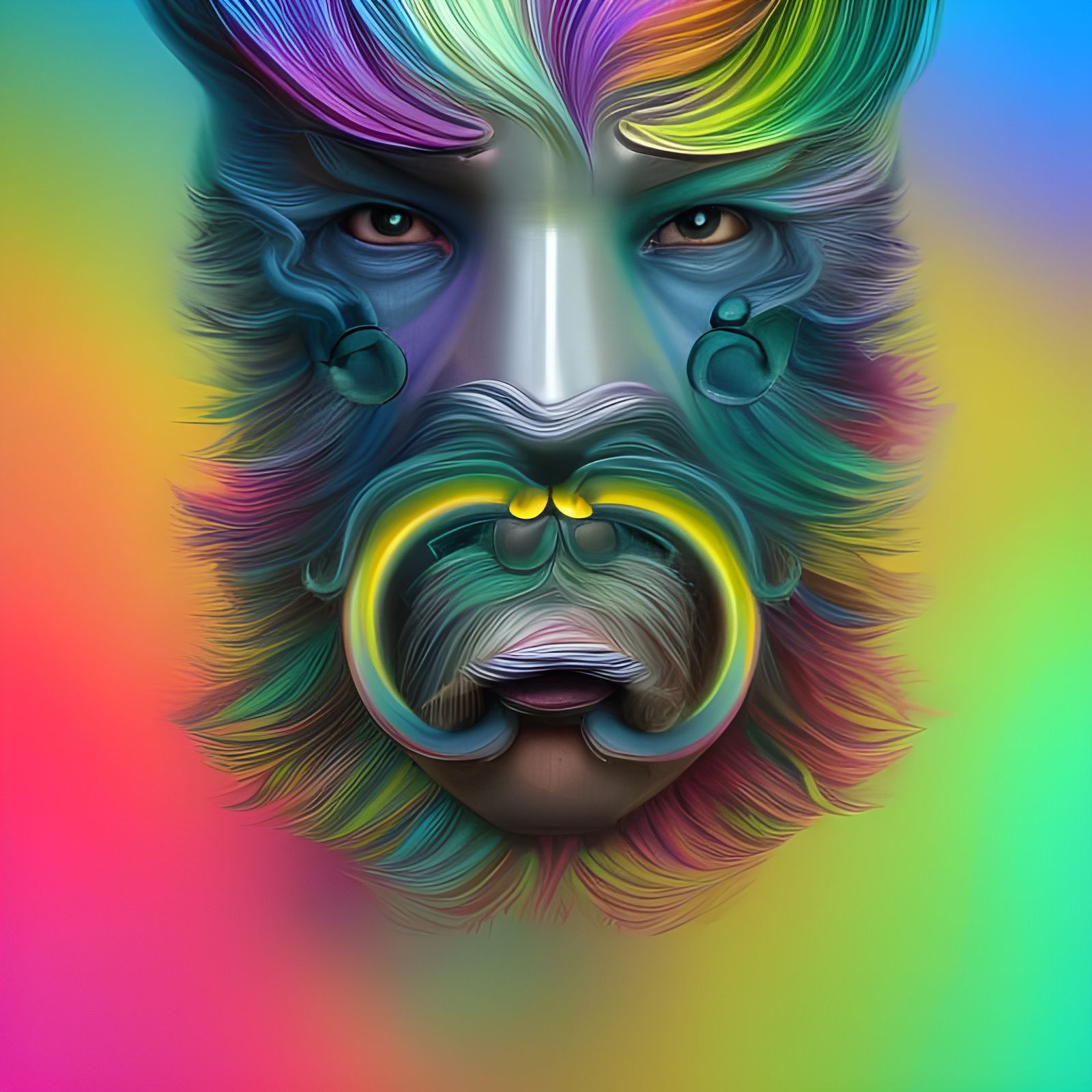 Rainbow Mustache in Hyperrealistic Detail