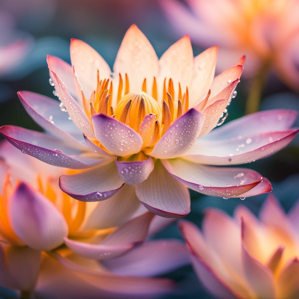 Ethereal Lotus Blooms in Golden Hour