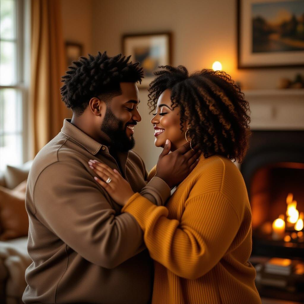 Joyful Couple's Tender Portrait in Warm Light