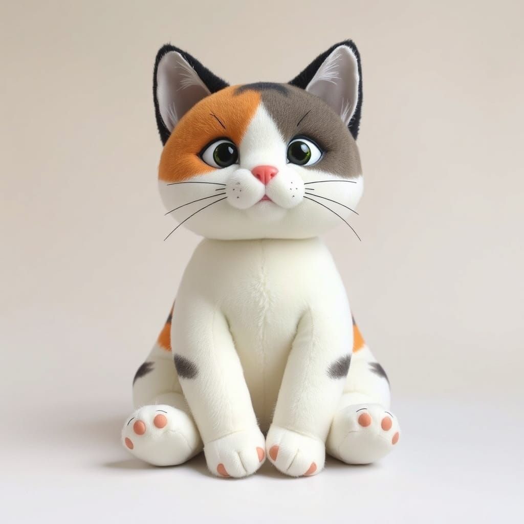 Plush Cat Toy in Playful Realism Style