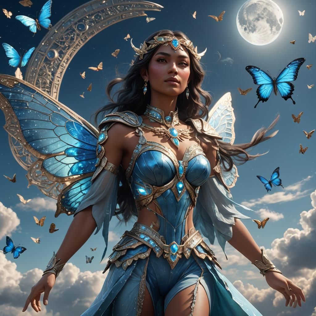 Butterfly Woman Flies to Moon: 3D Game Cinematic
