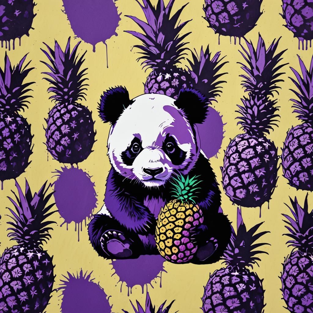 Pop art purple pineapple panda