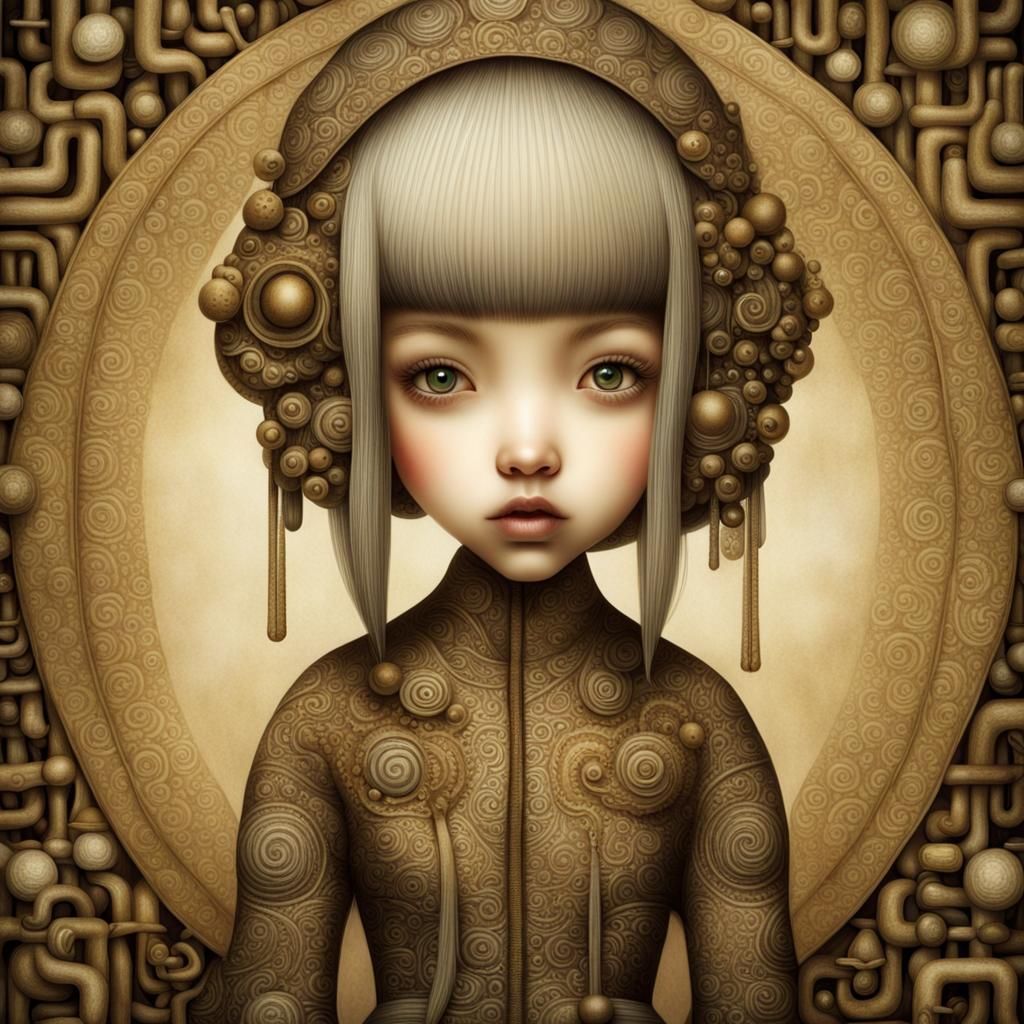 Surreal Girl Portrait with Intricate Textures