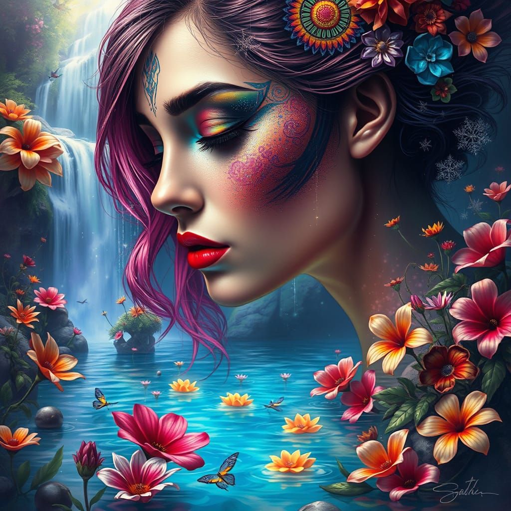 Iridescent Stardust: A Hyperrealistic Floral Dreamscape