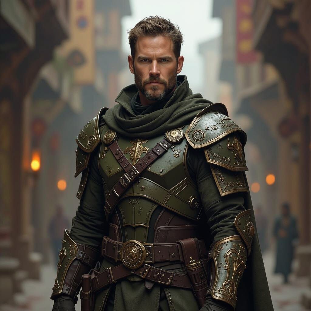 Human War Cleric and Warlock in Detailed Matte Painting Styl...