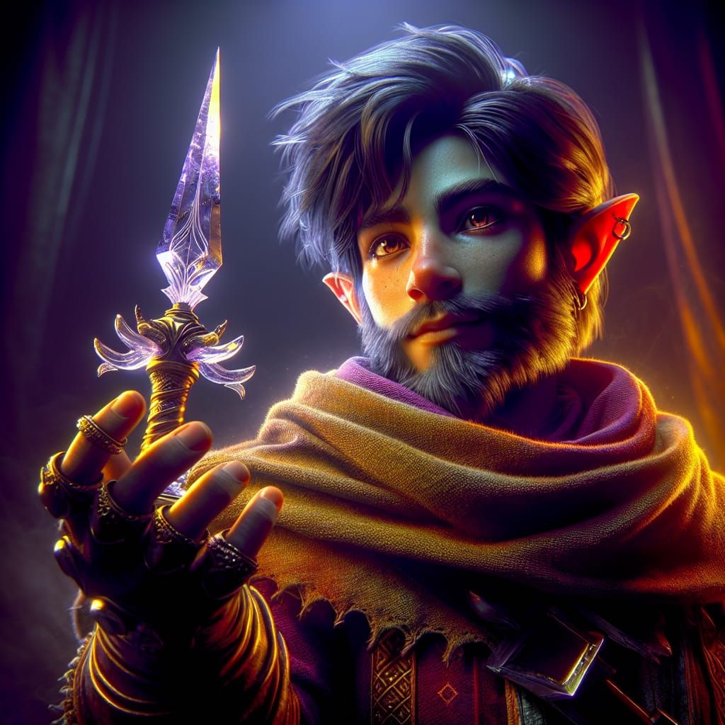 Deep Gnome Rogue with Glass Dagger in Dark Fantasy