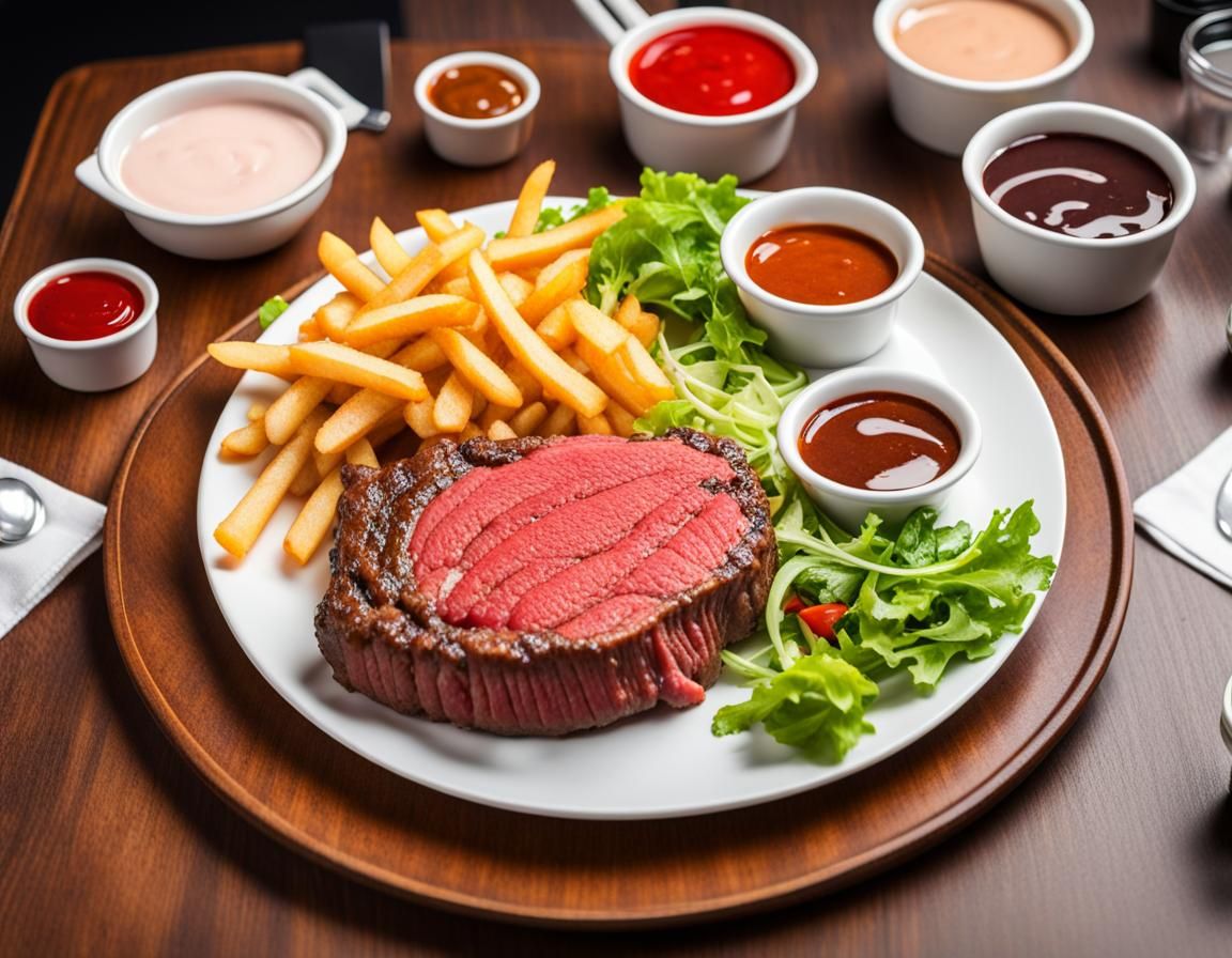 Beef with Fries and Sauces