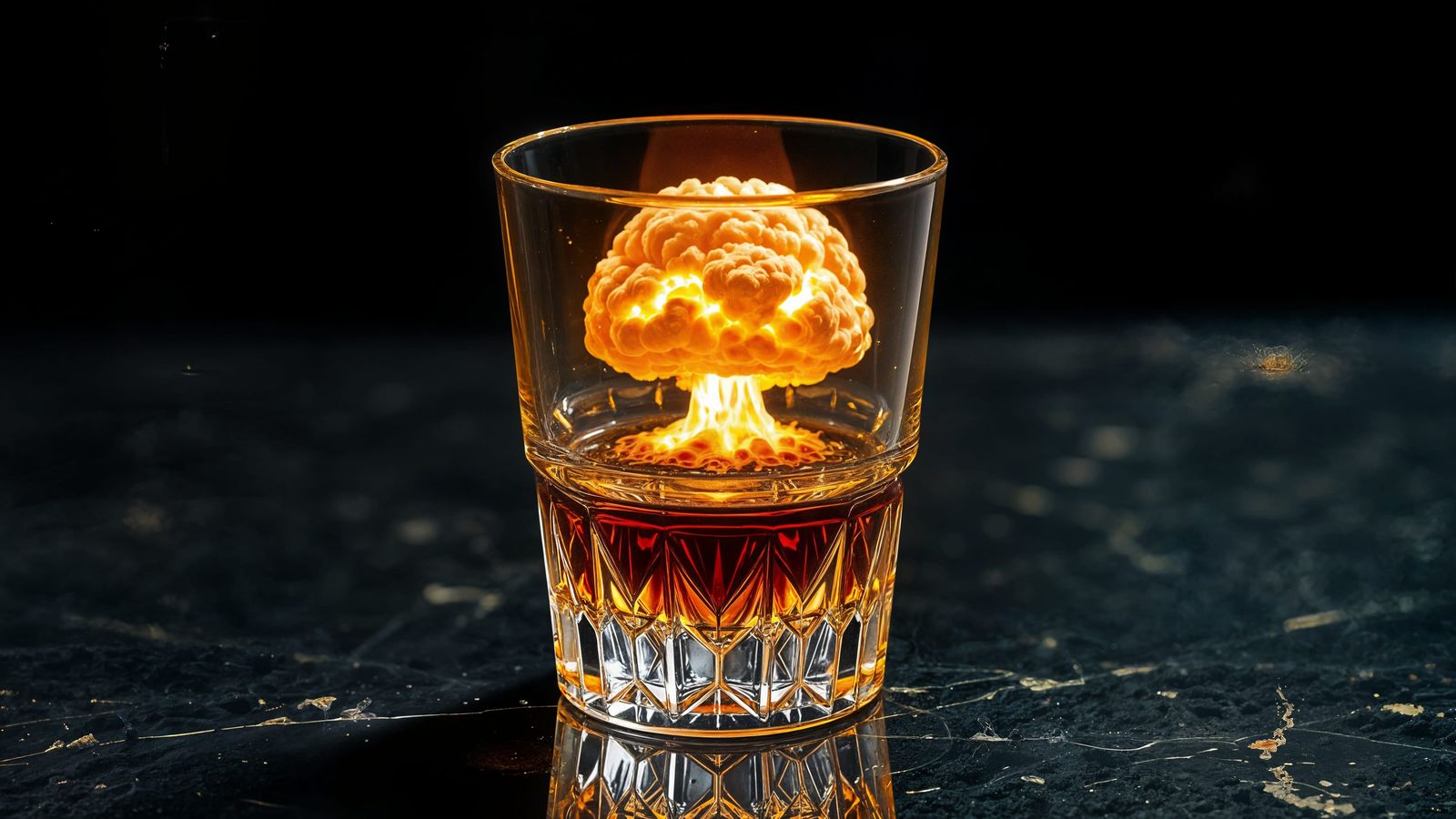 Elegant Destruction in a Golden Whiskey Vortex