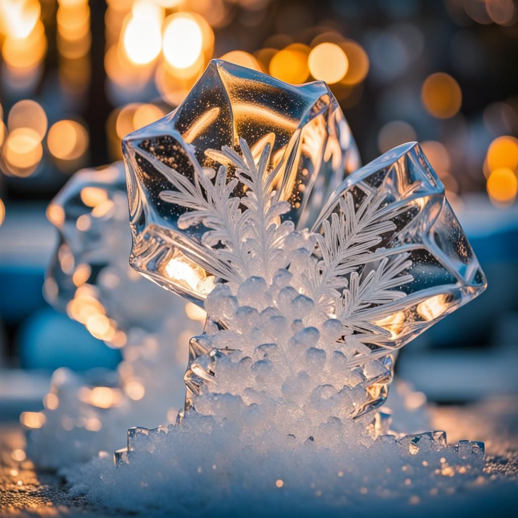 Detailed Ice Sculpture: Professional Photography
