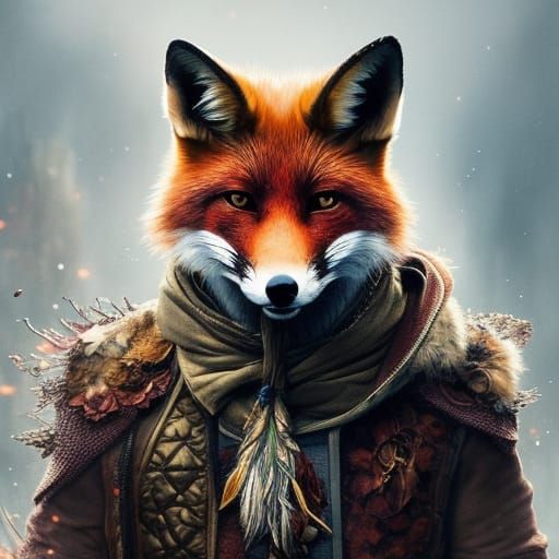 Mutant Fox Portrait in Borderland Style