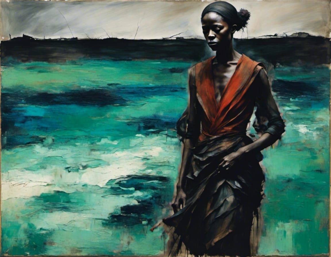 Vibrant Impressionist Seascape in Soft Blues and Greens