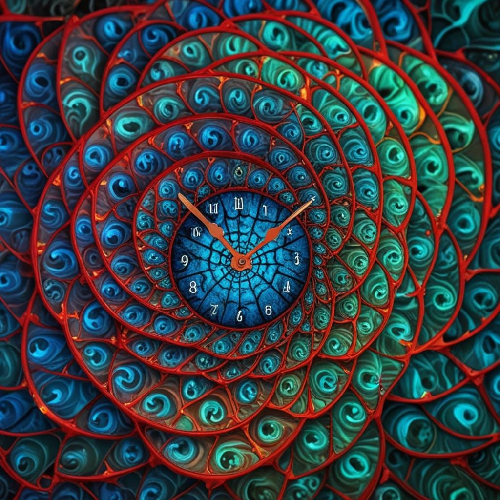 Coelacanth Clock in Vibrant, Surreal Style