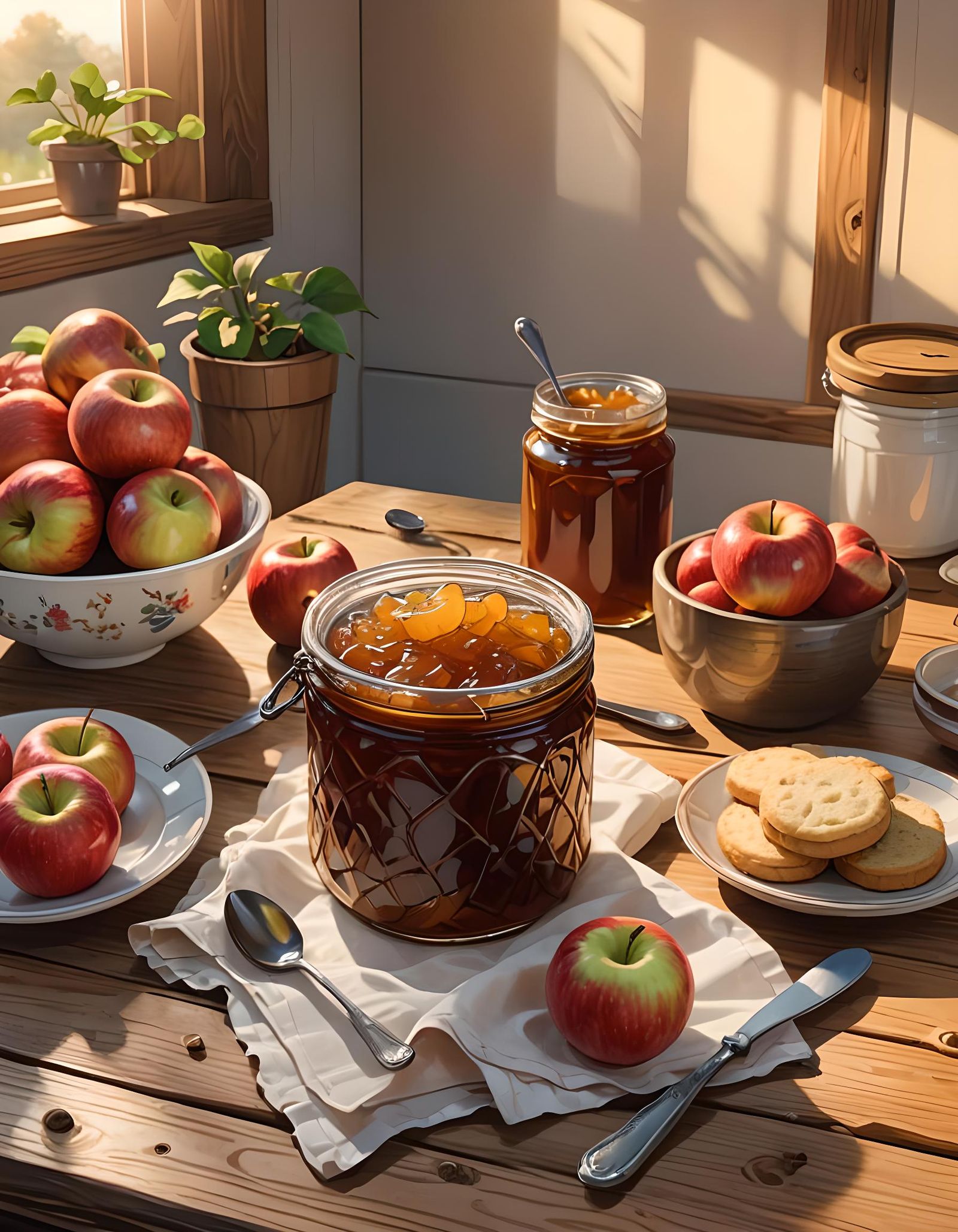 Apple Jam Still Life: Anime Style Breakfast