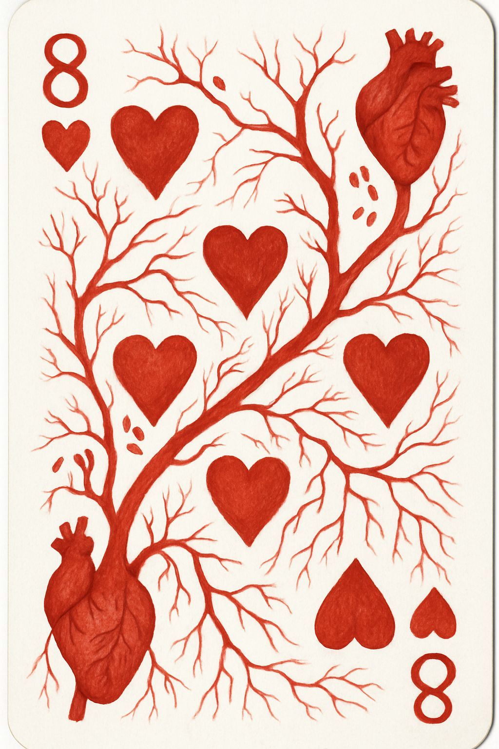 8 of Hearts with Blood Veins and Aortas