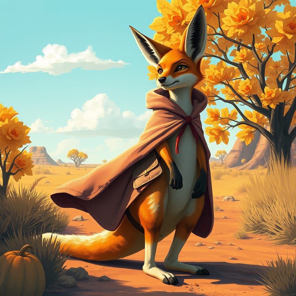 Fox-Kangaroo Hybrid in Outback Landscape