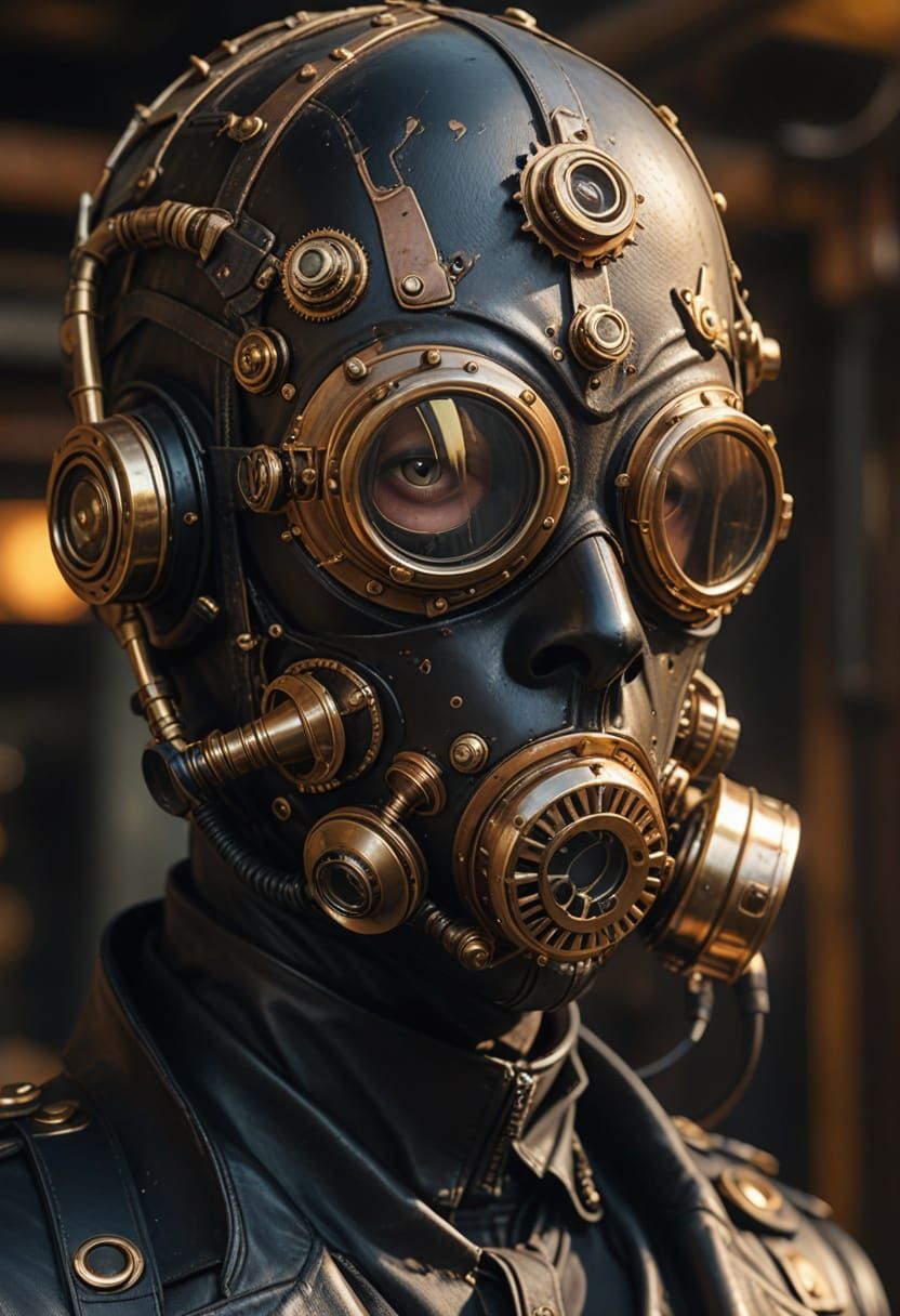 Steampunk Gas Mask Masterpiece in Industrial Sci-Fi Style