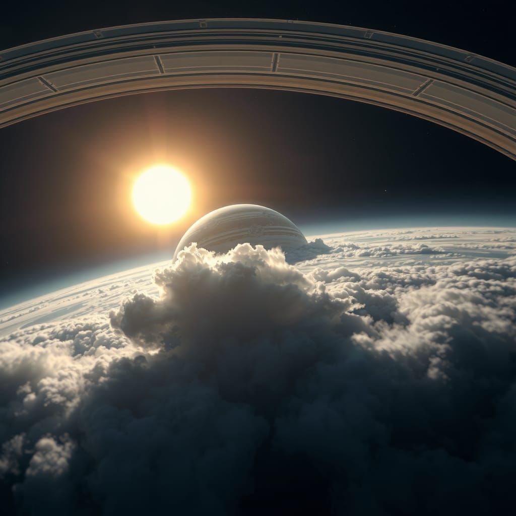 Space. A view of the Sun from the planet Jupiter, which is located in the orbit of the planet Earth.