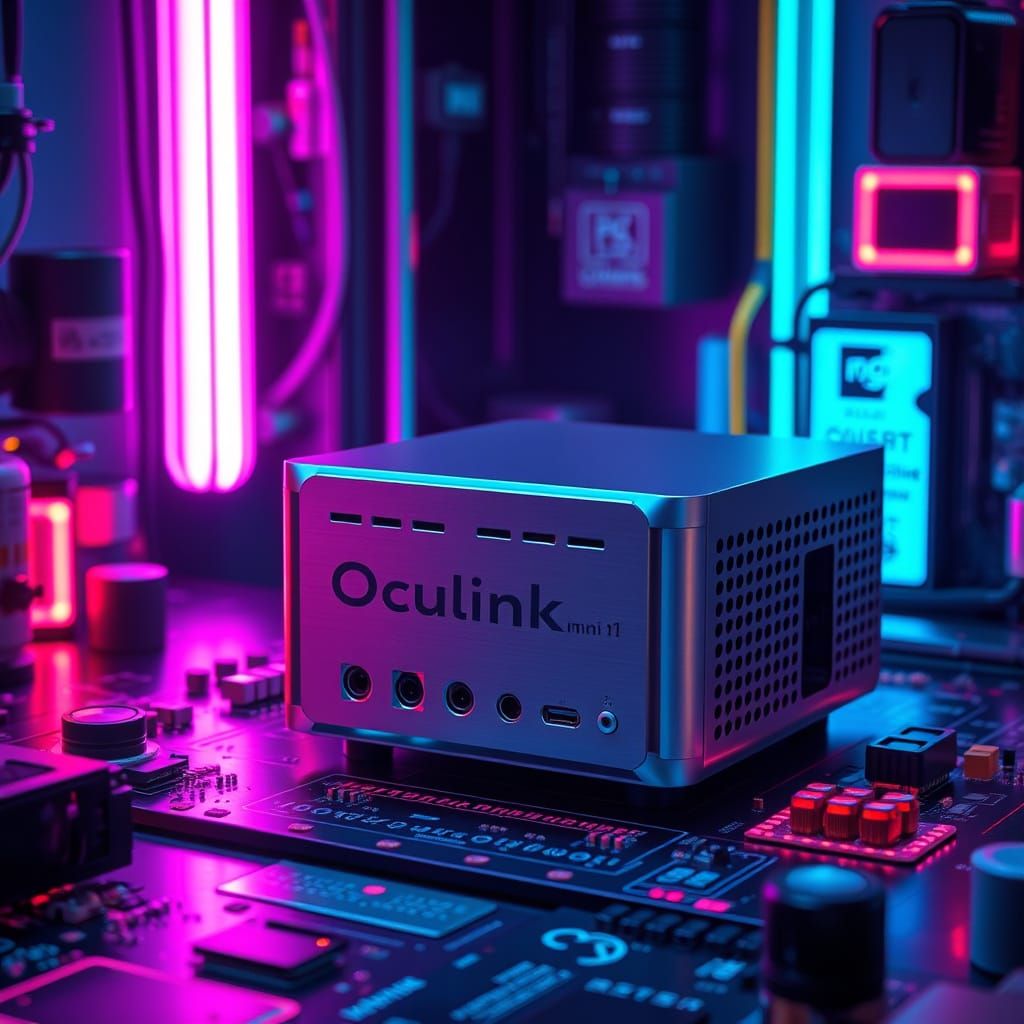 Cyberpunk Mini PC in a Futuristic Laboratory