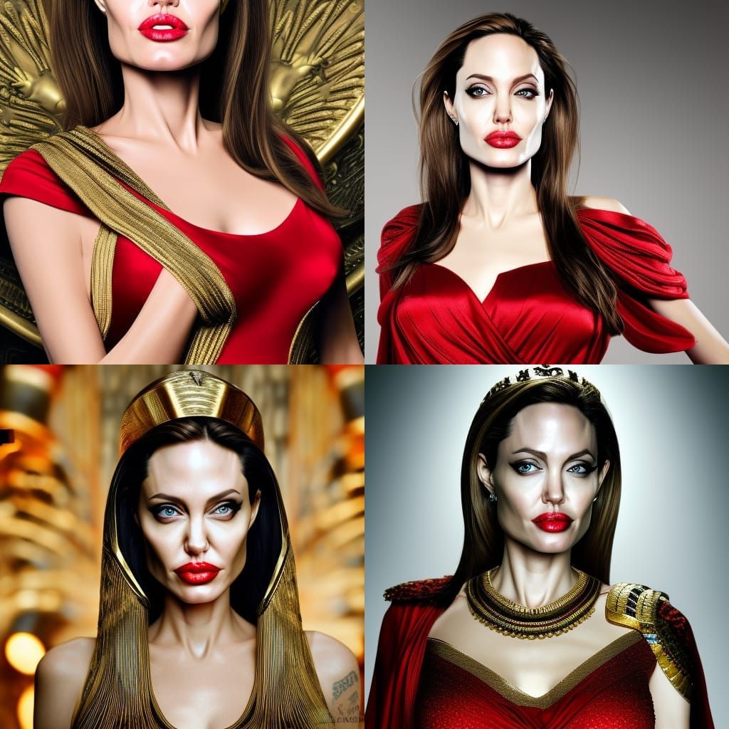 Angelina Jolie as Cleopatra in Red Dress