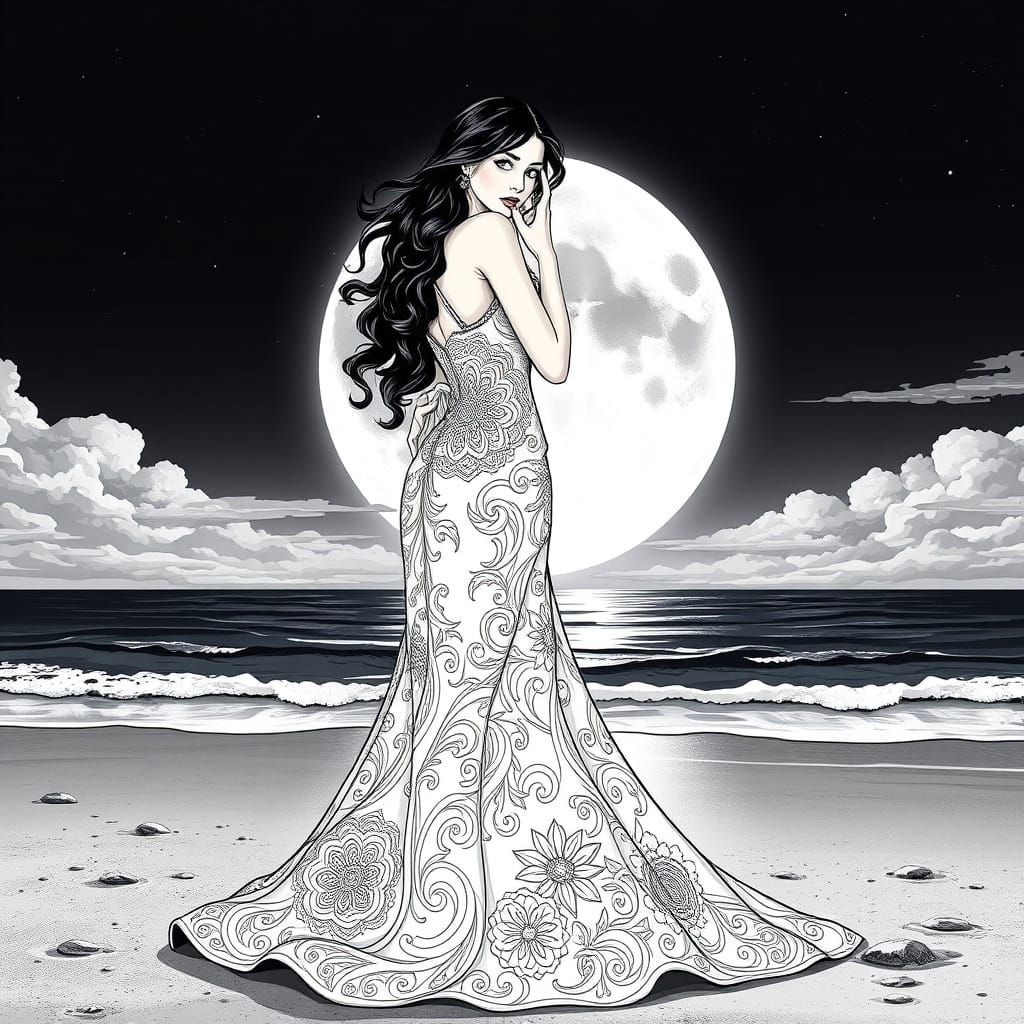 Ethereal Goddess in a Celestial Gown