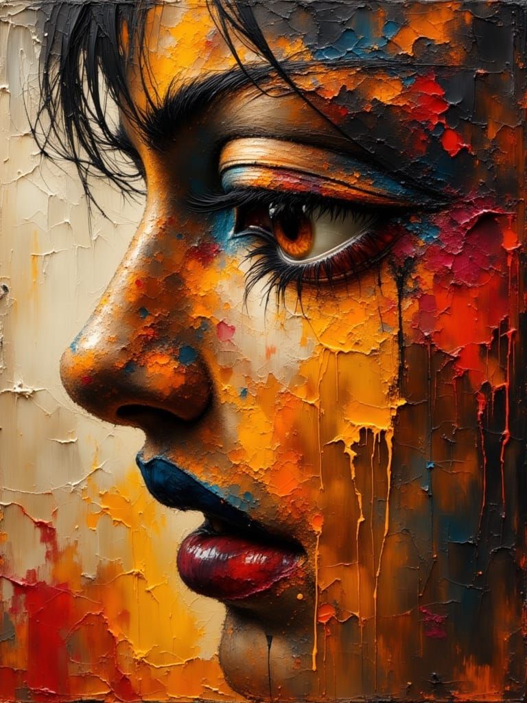 World Succumbs to Sleep in Dark Oil Paint Style