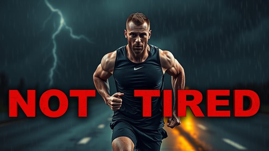 Intense Man Running: Cinematic Motivational Image