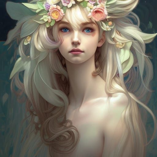 Enchanting Elf Portrait in Art Nouveau Style