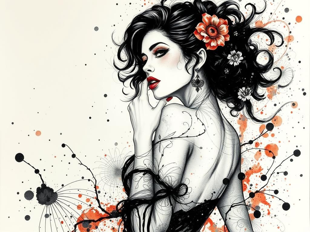 Dynamic Pin-Up Model with Ink Outline