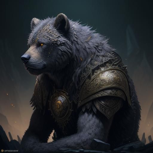 Golden Bear King in Dark Fantasy Ruins