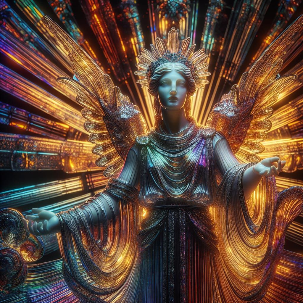 Rainbow Goddess Iris: Ancient Greek Glass Statue