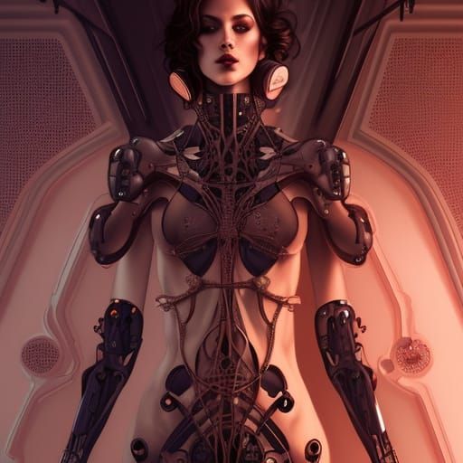 Futuristic Cyberpunk Woman in Gothic Setting