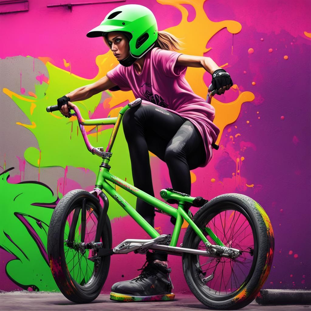 BMX Girl in Graffiti Splash Art Style