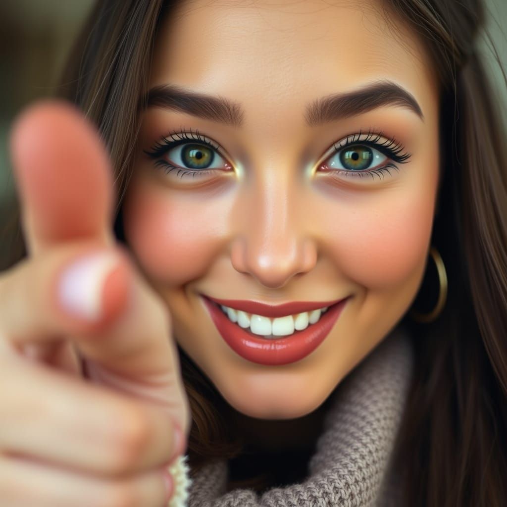Hyperrealistic Portrait of a Woman Smiling