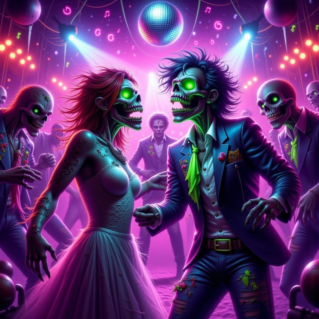 Zombie Prom Dance-Off Under Disco Lights