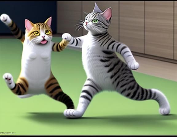 Whimsical Dancing Cat in Meme Style