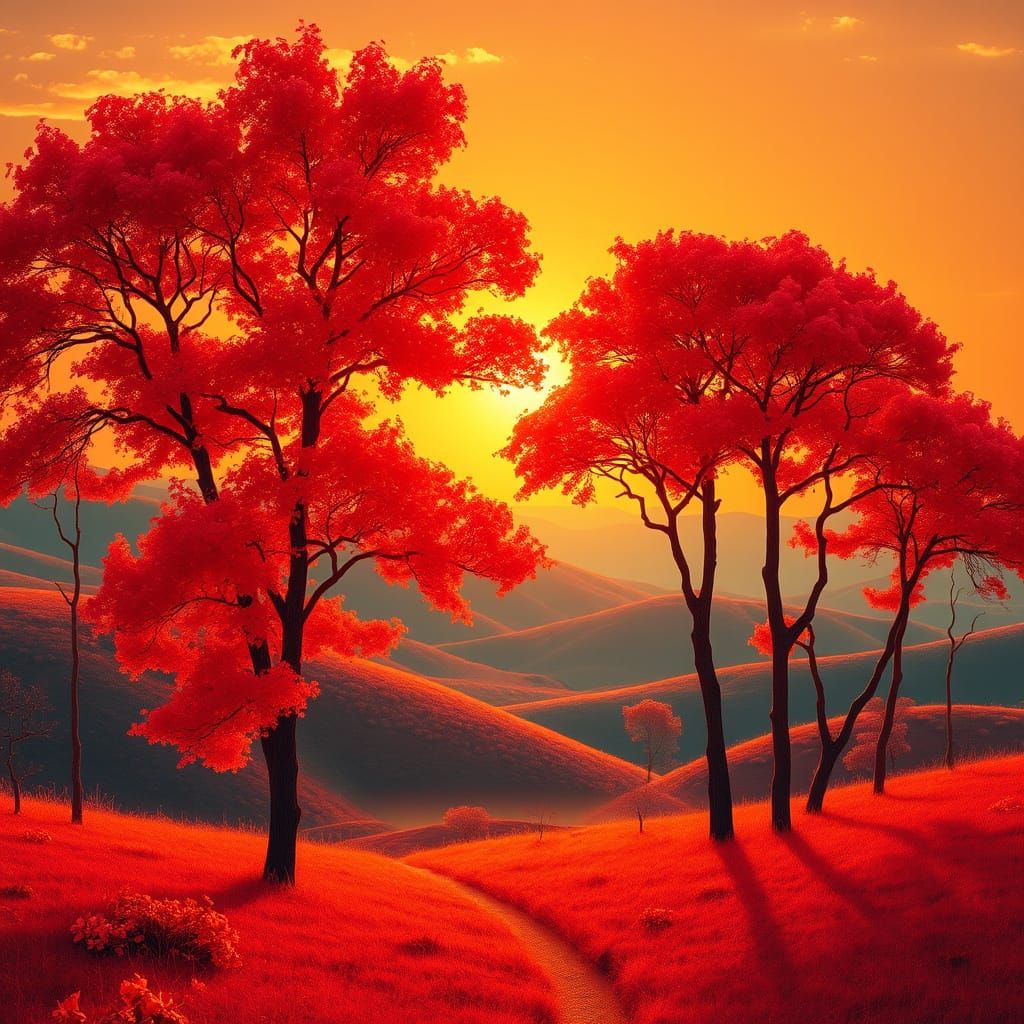 Golden Sunset Over a Vibrant Autumn Landscape
