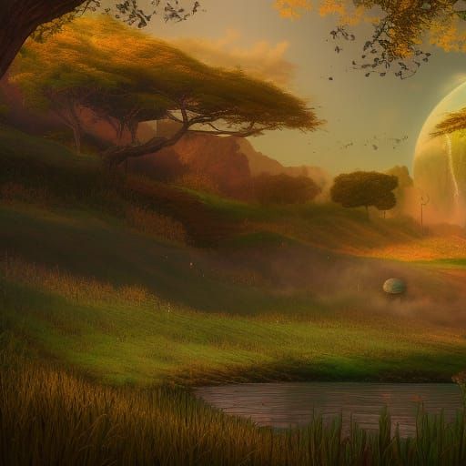 Fantastical Field Matte Painting in Deep Color