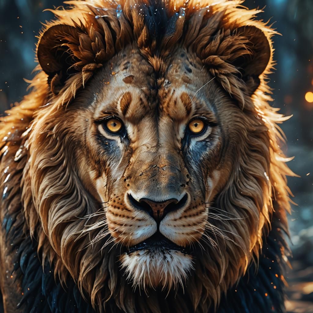 Intense Gaze: Fantasy Lion Concept Art