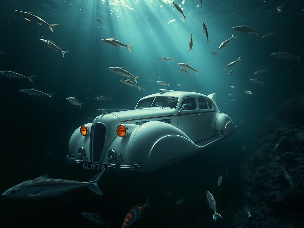 Steampunk Limousine Submarine Racing Through Bioluminescent ...