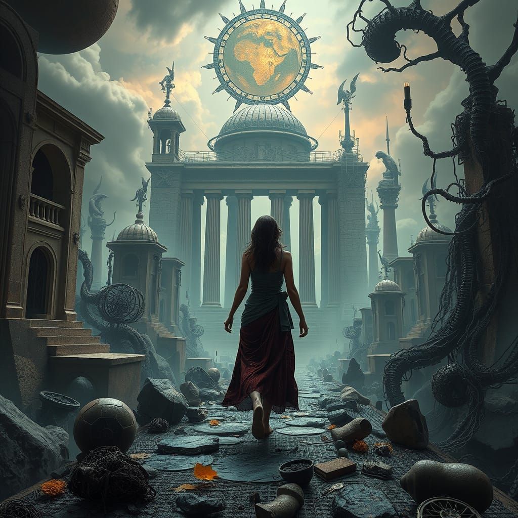 Surreal Biomechanical Landscape Inspired by Beksiński and Gi...