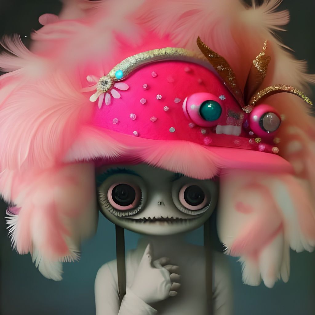 Fantastical Feather Boa Hat in Illustrative Style