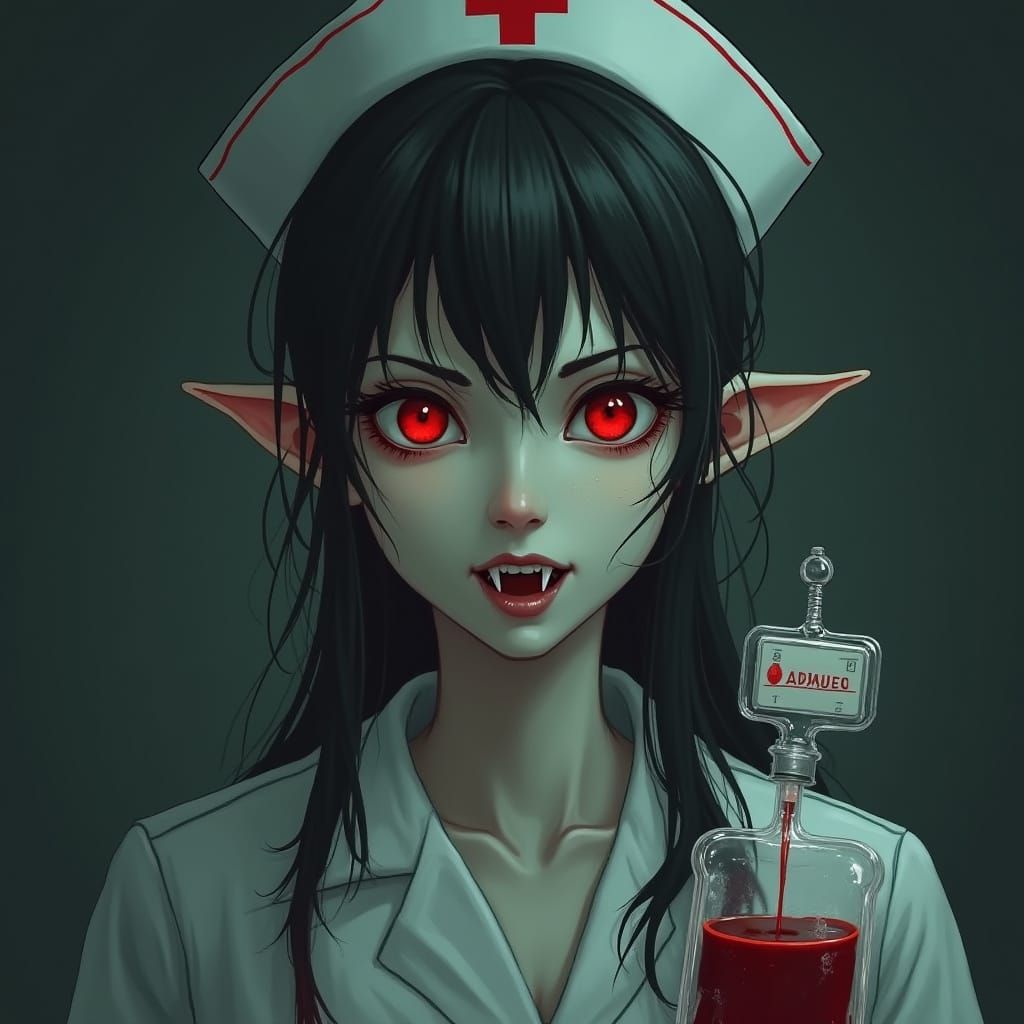 Blood Nurse Vampire in Dark Gothic Style