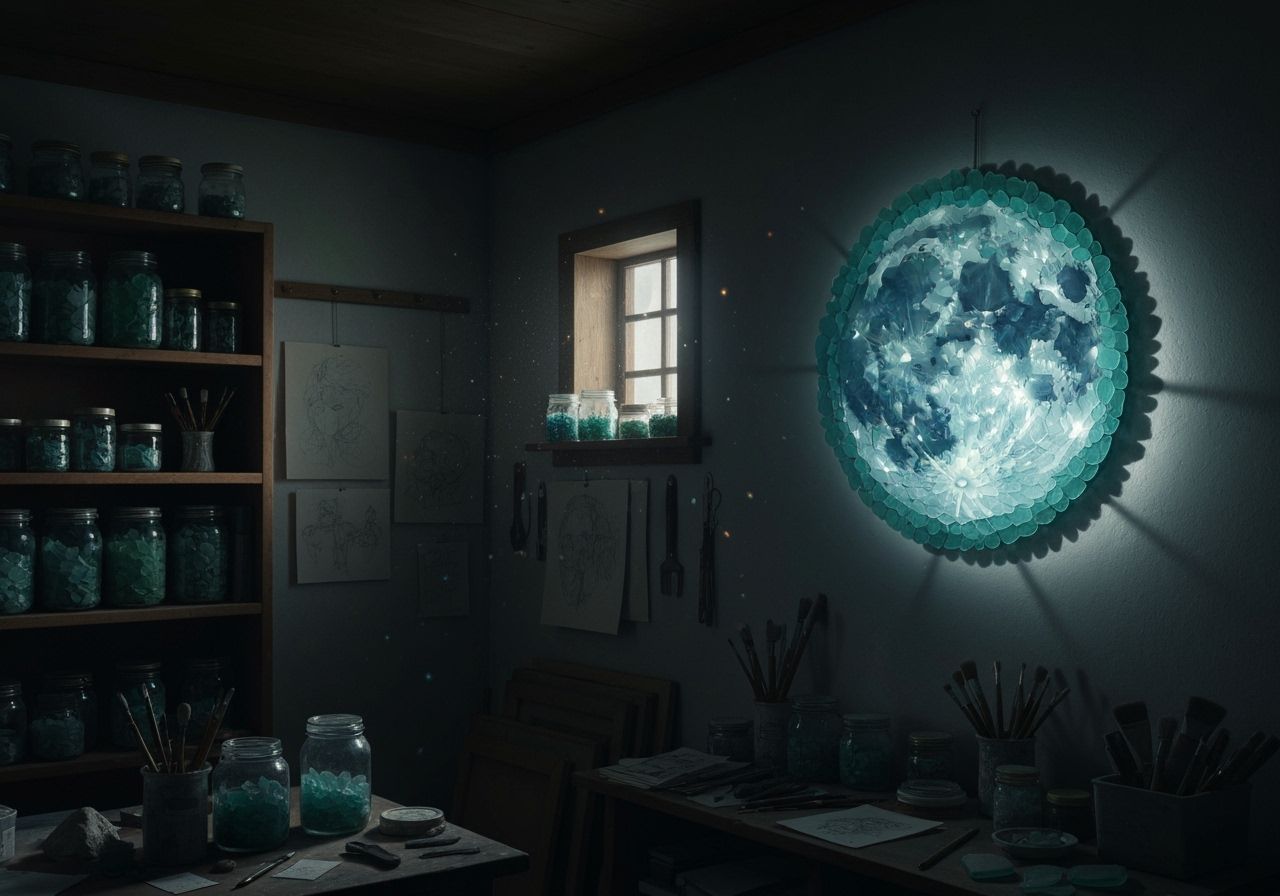 Sea Glass Moon Art Studio Reflection Study